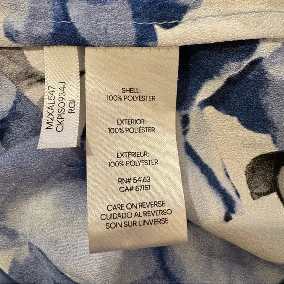 Calvin Klein Blue and White Floral Blouse - Picture 10 of 11